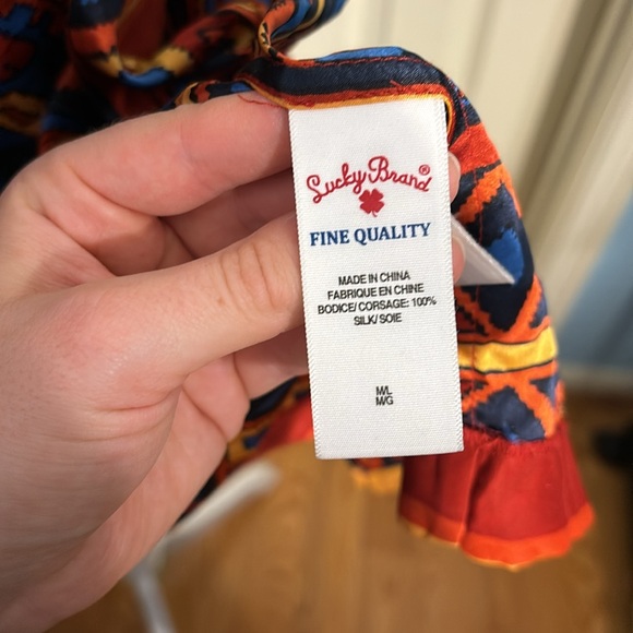 Early 2000s Lucky Brand 100% Silk Geometric Print Kimono - Picture 7 of 7